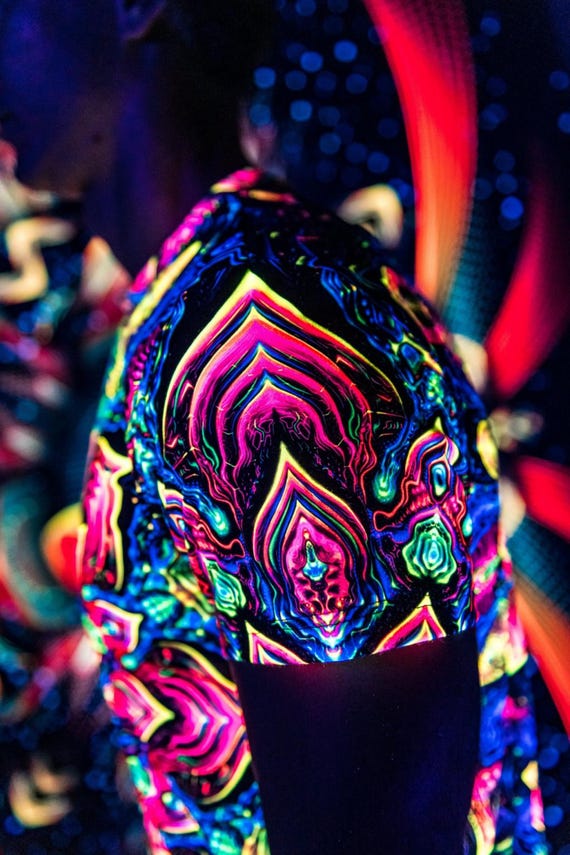 Blacklight Psychedelic and Neon Ultraviolet Active T-shirt "Impressive Awakening" for Men and Unisex, Psytrance Goa Party - Image 3