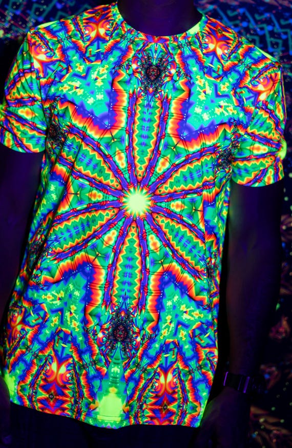 Alternative view of "Flower of Green lighting" for Men and Unisex, Psytrance Goa Party