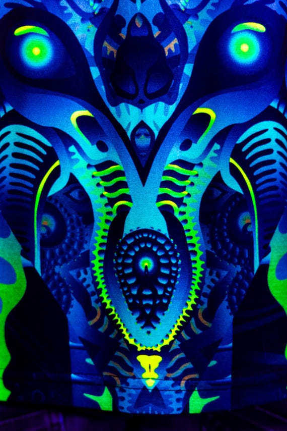 Blacklight Psychedelic and Neon Ultraviolet Active T-shirt "Proxeeus" for Men and Unisex, Psytrance Goa Party - Image 7