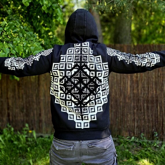 Alternative view of Hand Decorated Black Hoodie - "Desert Mirage"
