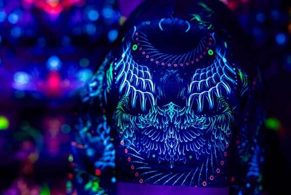 Blacklight Psychedelic and Neon Ultraviolet Active T-shirt "FOA" for Men and Unisex, Psytrance Goa Party - Image 6
