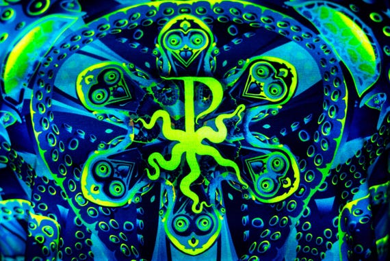 Blacklight Psychedelic and Neon Ultraviolet Active T-shirt "Proxeeus" for Men and Unisex, Psytrance Goa Party - Image 3
