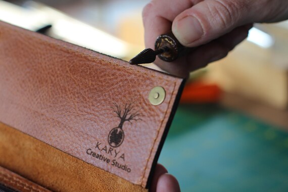 Handcrafted Leather Tobacco Pouch, Hexagon Design, Personalized Gift - Image 16